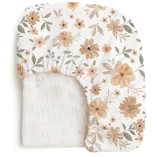 Image of Konssy Muslin Fitted Crib Sheets 100% Cotton Baby Crib Sheets for Standard Crib Mattress (28 X 52 Inches), Soft and Breathable for Boys, Girls (Flowers)