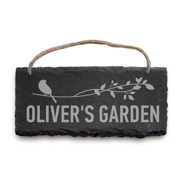 Slate Garden Sign Personalised Garden Sign Plaques Custom House Signs Outdoor Decoration Sign Door Sign Personalised Christmas for Outside (Garden)