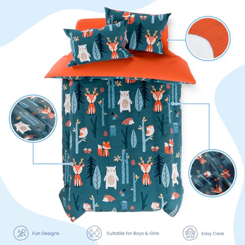 Image of Woodland Animal Kids Bedding Set for Boys, Ultra Soft Microfiber Comforter Set Full Size 4-Pieces, Comforters Bed Sets for Kid Tween Teen Bedroom Decor
