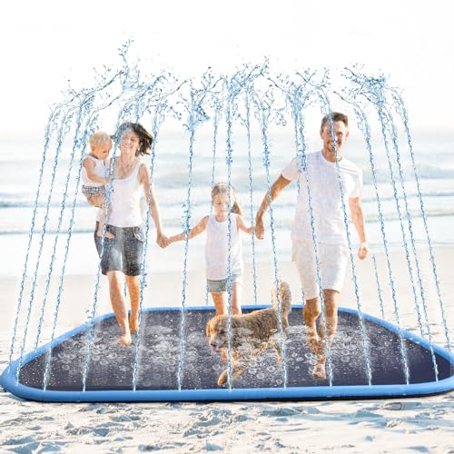 Lewtemi 8 ft Giant Nonslip Splash Pad 96' for Adult Kids and Dog, Thicken Sprinkler Pool Summer Outdoor Water Playmat for Backyard, Fun Backyard Fountain Pad(Square)