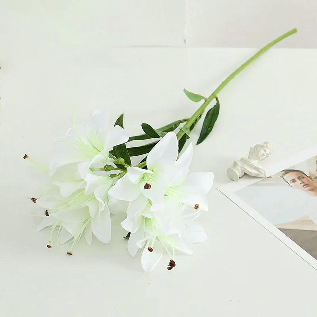 AYHTUD Lifelike Faux Lily Arrangement - Artificial Lily Stems with Vivid Details for Bedroom, Tabletop, Event Decor-15