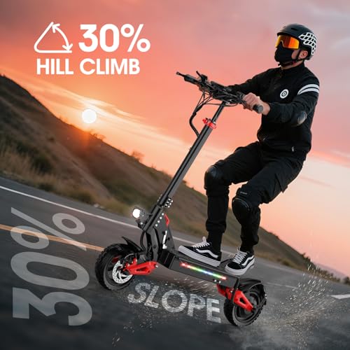 Image of Electric Scooter Adults,1200 /1600W Motor, 30 /34 MPH Top Speed & 30 /40 Miles Range, 48V 18 /21AH Big Battery, 10 /11 inch Off-Road Tire Folding E Scooter with Seat, Dual Braking System, Double Suspension