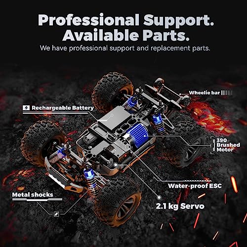 Image of BEZGAR HP161 High Speed 1:16 4X4 Off-Road Remote Control Truck, Waterproof Electric Hobby Grade RC Cars All Terrain Toy Truck with Upgrade Chassis for Kidia€ Adults Two Batteries ,30+ Mins Playtime