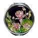 Mother of Pearl Pink Lotus Flower Design Double Magnifying Compact Cosmetic Makeup Hand Mirror, 3.2 Ounce