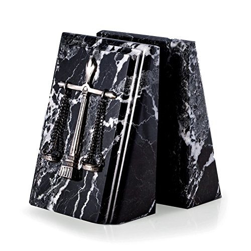 Home Lawyer Law Bookends - Legal Review Black Marble BOOKENDS - Scales of Justice Book Ends
