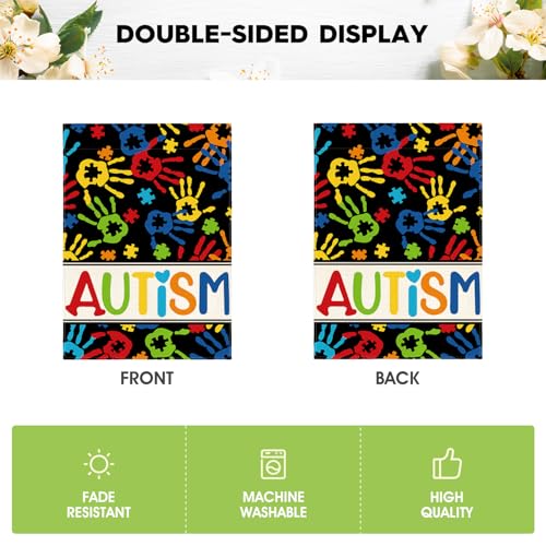 Drapeau extérieur autisme double face motif puzzle de jardin - 7