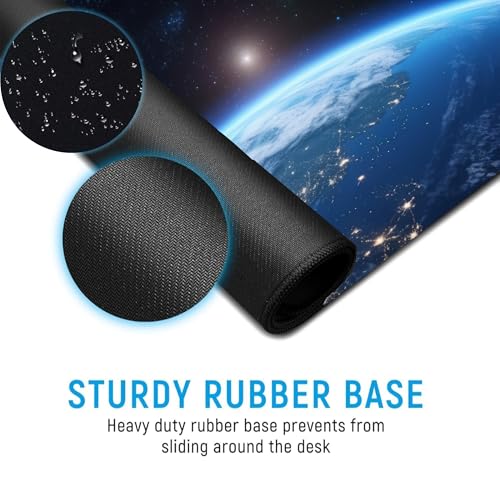 Image of Earth Combo XL Extended Gaming Mouse Pad | XXL Large Desk Mat 60x30cm for Laptop & PC | Non-Slip Rubber Base, Waterproof, Durable & Smooth Surface | Office, Gaming & Study, asthetic
