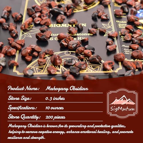 Image of Polished Mahogany Obsidian Crystal Chips Bulk 200 Pcs - 0.3 inch Small Colorful Tumbled Stone Chips Rocks, 10 oz Crushed Sea Glass Vase Filler Stones for Healing, Reiki, Crafting, Home Decor
