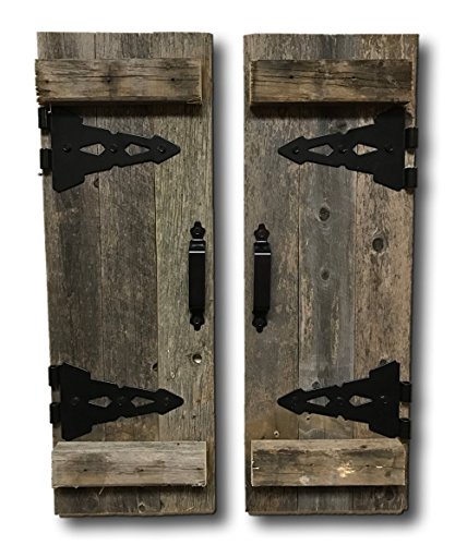 Barn Wood Rustic Decorative Shutter Set of 2 with Hinges