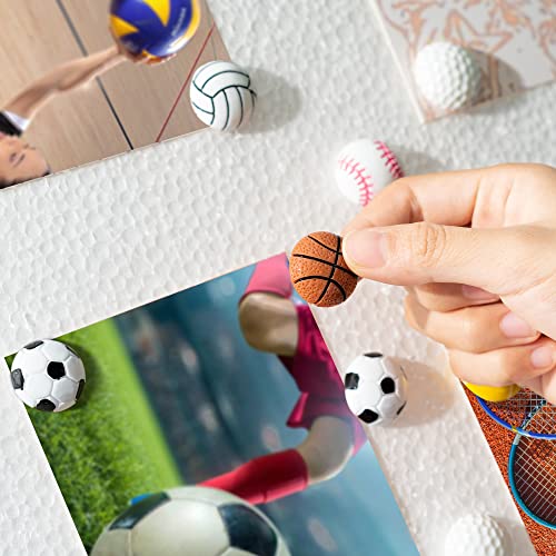 H1Vojoxo 40Pcs Creative Sport Ball Push Pins For Cork Board, Mini Decorative Resin Ball Push Pins, Football Thumb Packs For Bulletin Board, Rugby Thumb Tacks, Decorative Cute Push Pins For Wall Map #TOP4