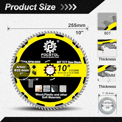 Image of FOCSTOL 10''(255mm) Wood Cutting Circular Saw Blade