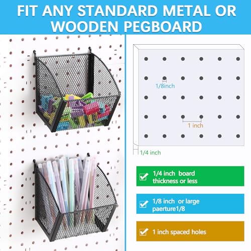 Skybooly KEJ-SKYBOOLY-308 4 Pack Pegboard Baskets Metal Wire Pegboard Storage Basket Hanging Wall Mount Pegboard Bins Pegboard Containers Accessories thumb #3