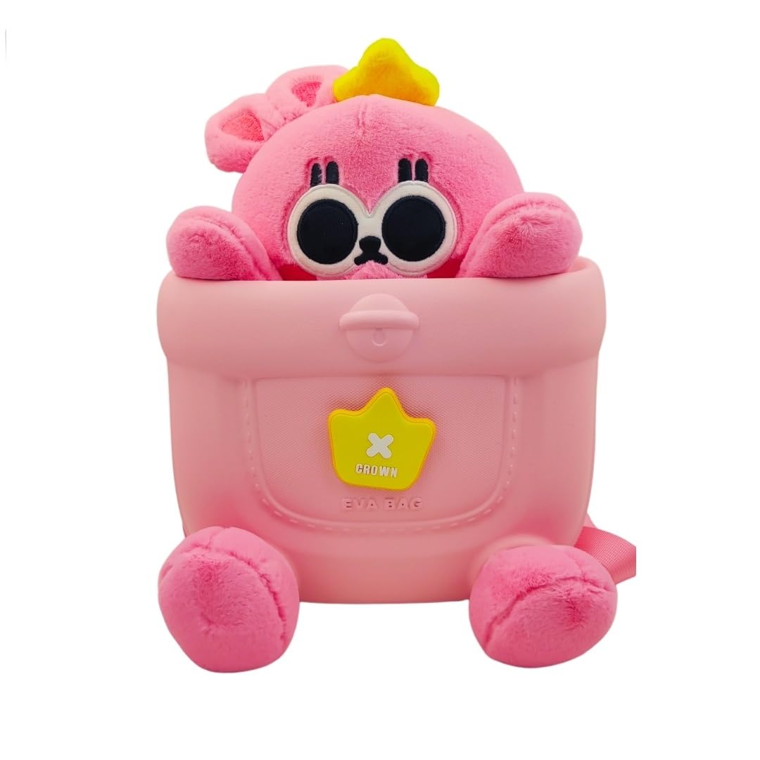 PLUSPOINT Cartoon Bunny Cool Eva Backpack for kids Toddlers baby Preschoolers Light weight With Plush Toy Cute Cartoon Bag Perfect for Kids Picnics and Daily Adventures Ideal for Boys and Girls