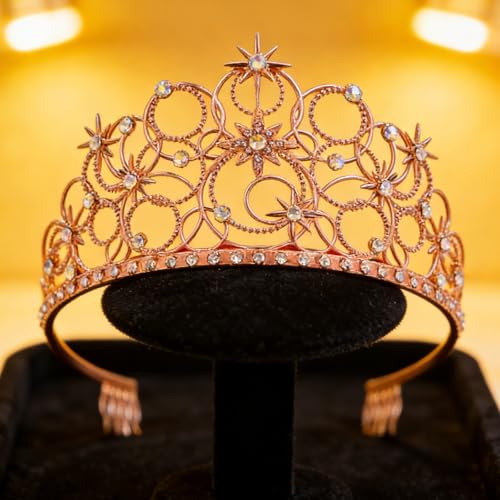 Tiaras de diamantes de imitación sin tirones corona para niña y mujer 4