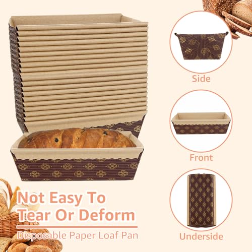 Moldes de papel para pan desechables, mini fuentes de horneado para pastel de paquete y budín 4