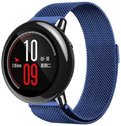 Image of PEFKO PSS56 19MM Milanese [ Magnetic ] Sporty Straps /Bands Compatible for Boat Storm Smart Watch & Watches with 19mm Lugs Size (19MM, BLUE [ MAGNETIC MILANESE STRAP ])