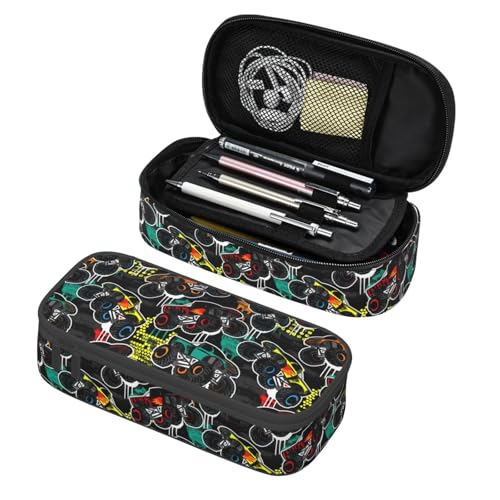 Image of Cartoon Truck Cool Monster Pencil Case Big Capacity Storage Pencil Pouch Stationery Bags With Zipper Portable Pen Holder Box Organizer For Boys Kids Student College School Office Supplies