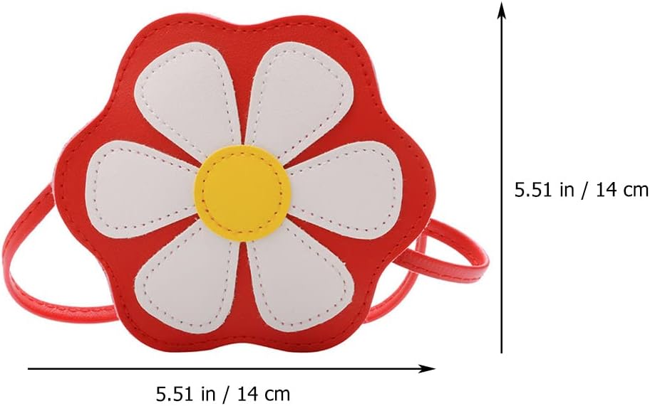 LUOZZY Little Crossbody Bag Purse Flower Shaped Mini Single-Shoulder Bag Handbag Pouch Cute Daisy Bag, Red - Image 5