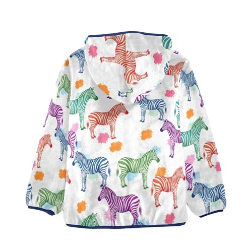 CHIFIGNO Colorful Zebras White Toddler Zip up Hoodie Light Thick Sweatshirt Jacket 3T2