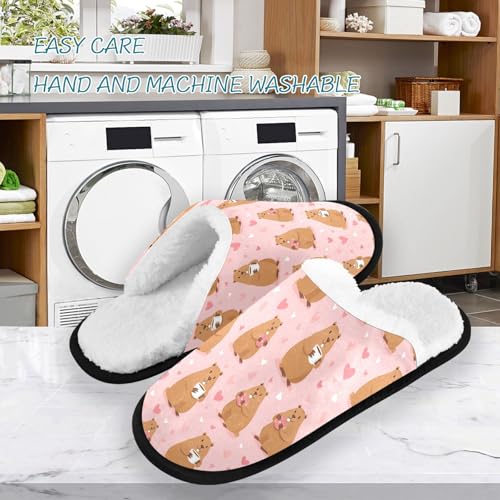 Capibara Pink Coffee Slippers For Women Men Soft Memory Foam Non-Slip Animal Winter Indoor House Shoes Travel Slipper3