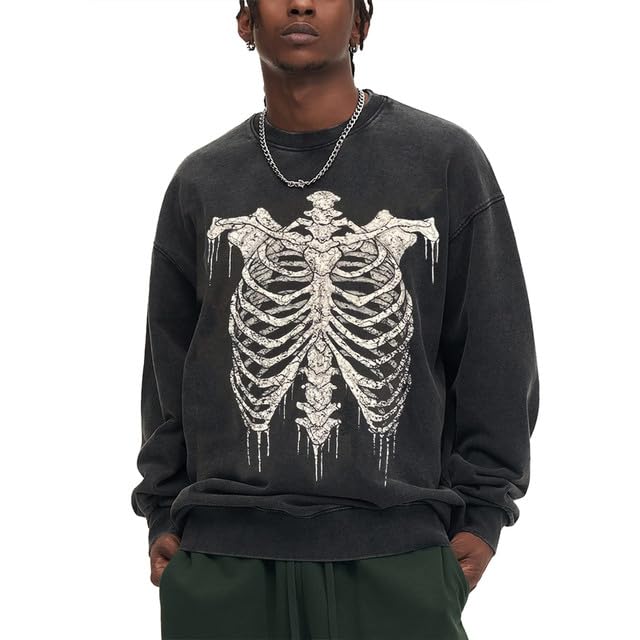 Retro broken skeleton Sweatshirt Halloween horror skeleton shirt4