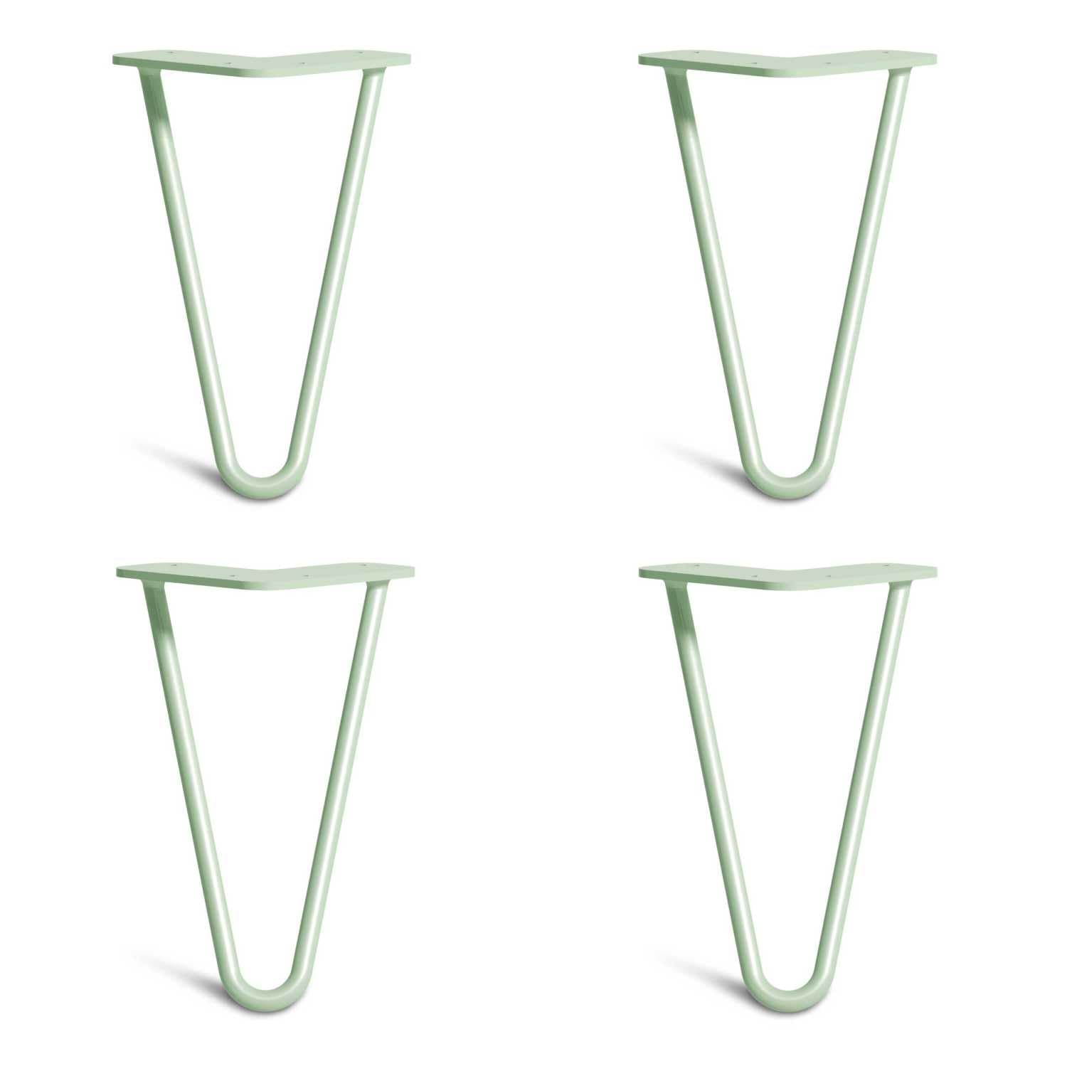 [HLC] 4 x Hairpin Table Legs – Superior Double Weld Steel Construction With Screws, Build Guide & Protector Feet Worth £8 Included! – 10mm Steel [8"/20cm,Pastel Green] — image 1