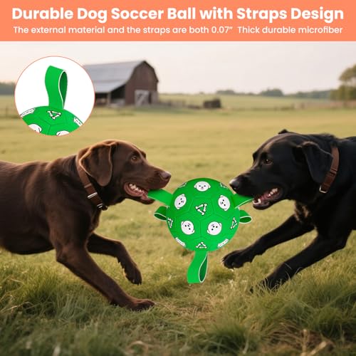 Image of 6 Inch Dog Soccer Ball, Interactive Dog Toys for Small Dogs | Floating Water Toys, Jolly Ball with Straps, Durable Outdoor Training Dogs Tug Toy, Outside Pet Toys, Birthday Gift for Puppy