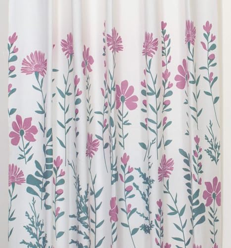 Image of Tranquebar Curtain Co. Window Curtains 6 Feet, 60-65% Room Darkening, Pink Floral Print, Cotton Curtains for Window, Cotton Curtains 6 Feet Long Set of 2, BackTab Loops, Mazzo (183cm) - Set of 2