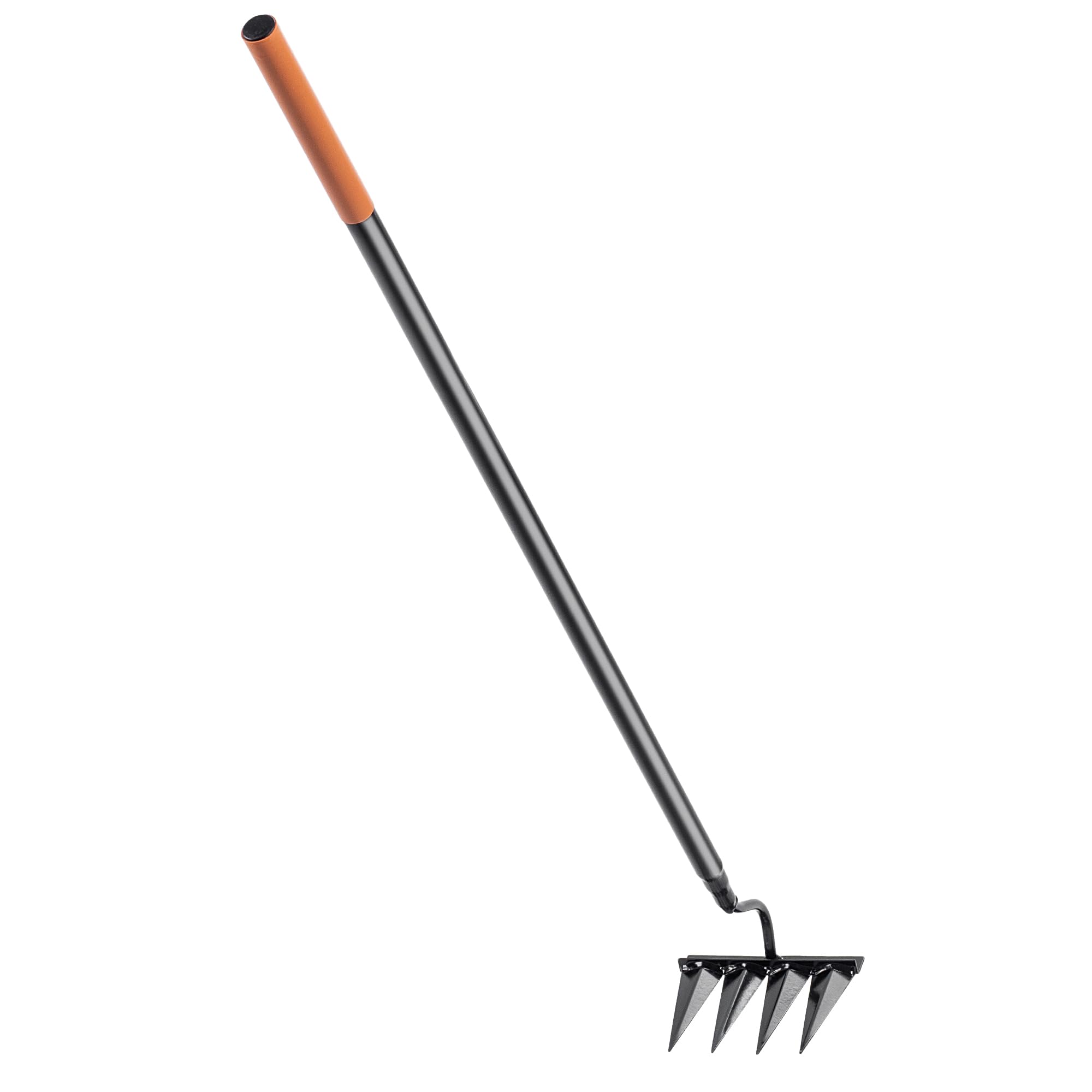 KADAX Azada para malas hierbas con 4 puntas afiladas, azada de jardín de acero altamente carbonizado para jardinería, herramienta de jardín para deshierbar, aflojar y airear el suelo (con mango de