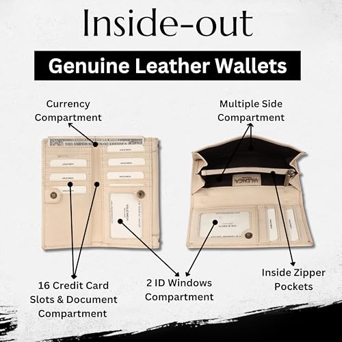 Vintage Italian Leather Boho Studded Trifold Wallet – Zipper Coin Purse & Credit Card Holder for Women (Beige)4