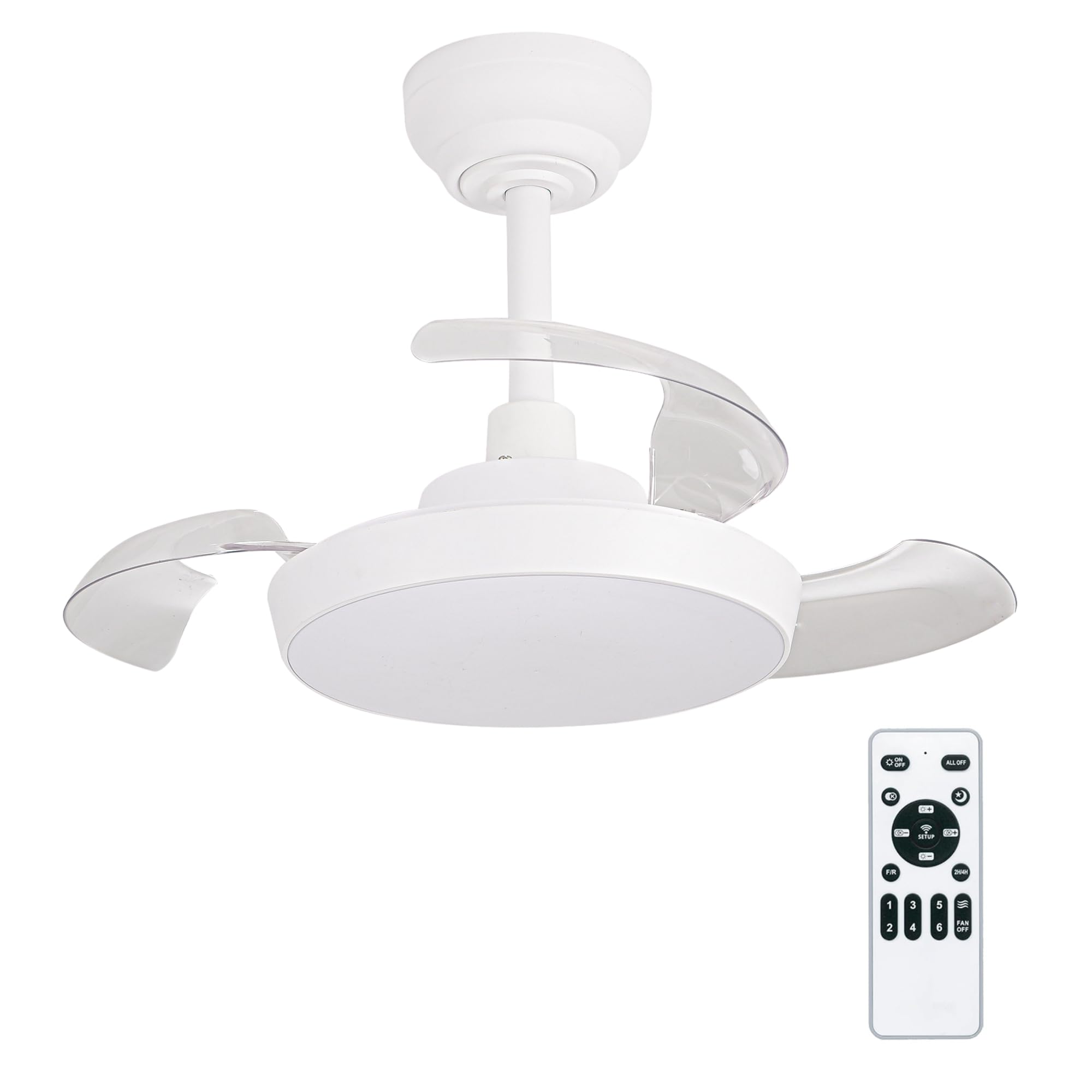 Ventilador con Luz LED Mini Mate Ø 50cm 30W Motor DC + 20W LED, 50W, 2300lm, 3 aspas retráctiles, CCT, Silencioso (Mini Mate)