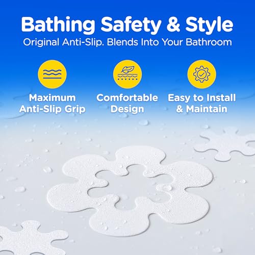 COMPAC HOME Safe-T-Shapes Anti-Slip Bathroom Decals - 7 Large White Daisies with Removable Inner Daisies (14 Total), Flexible Non-Slip Tub & Shower Safety, Decorative Design - image 2