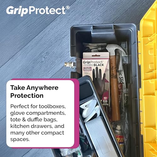 Image of GripProtect Precise Black Nitrile Gloves 4 Mil, Chemical Resistant Gloves | XLarge Textured Grip for Mechanics, Tattoos, Food Prep & Cleaning - Medical Grade Disposable Gloves, 50 Count