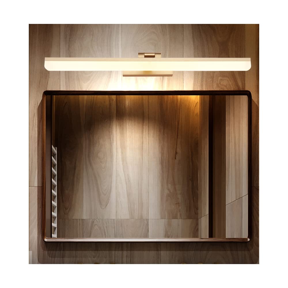 Lámpara de pared LED para espejo de baño, luz blanca cálida, 180°, moderna, 3000 K, color dorado, 60 cm