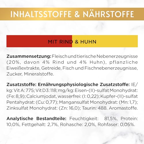 Gourmet Gold Feine Komposition Katzenfutter nass, mit Rind und Huhn, 12er Pack (12 x 85g)