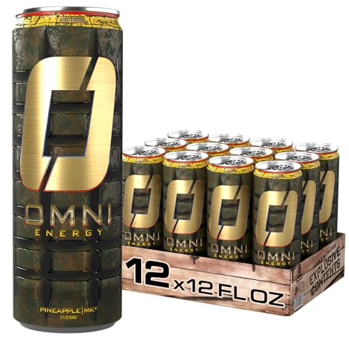 OMNIEnergy Drink Pineapple|MK2 12 Oz (Pack of 12) | 200mg Caffeine, B Vitamins | Sugar-Free, Low Calorie, Energy Drink for All-Day Vitality