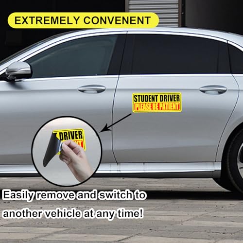 Student Driver Magnet for Car, 3 Pack Please Be Patient New Student Driver Sticker Safety Warning Reflective Signs, Reusable Magnetic Reflective Rookie Drivers Bumper Sticker - Image 6