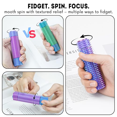 Fidget Roller Adults Teens Sensory Little Stim Gadget for Anxiety Relief Mild Ouchie,Desk Focus Tool Portable Hand Spinner Gifts Idea White Elephant Stocking Christmas(Purple,Compact Fit) - Image 5
