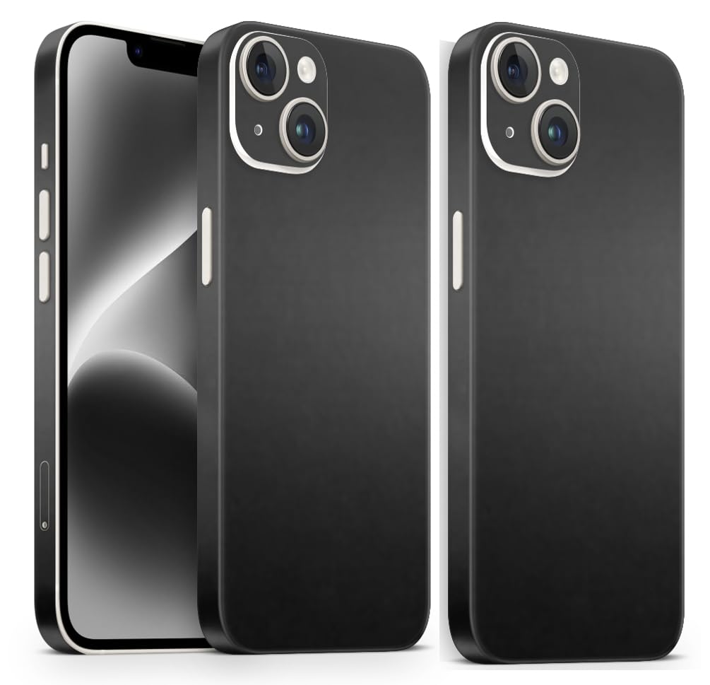 Pellicola protettiva per iPhone 12 (2 pezzi) per la parte posteriore e i lati in aspetto elegante, con protezione per fotocamera dai graffi (nero carbonio)