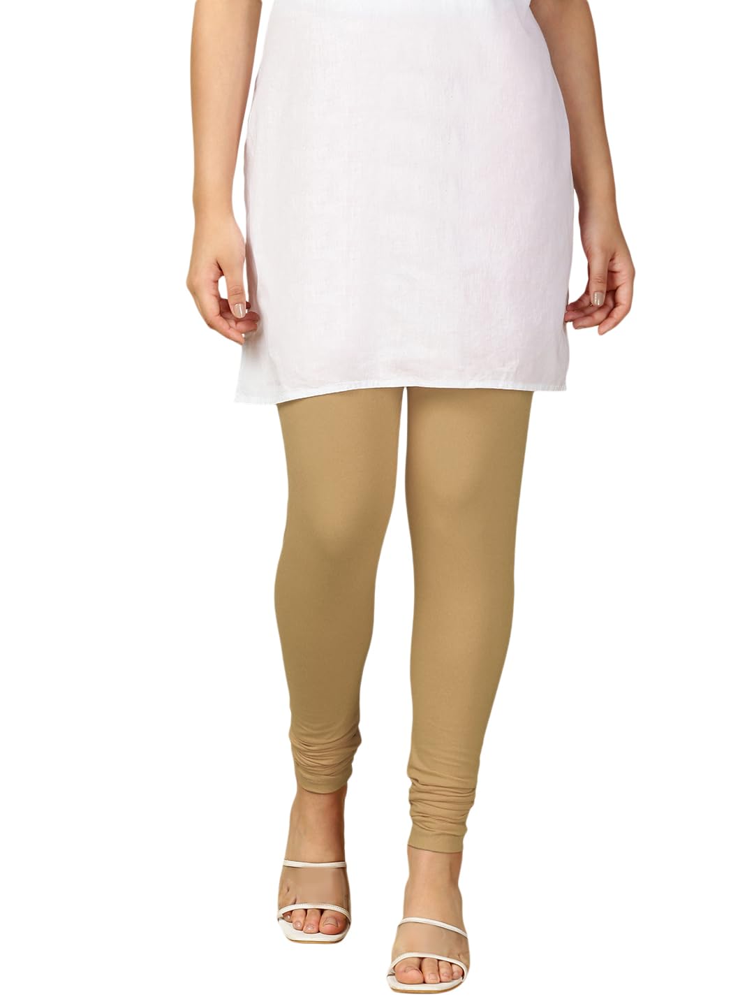 lux cozi PYNK Solid Premium Cotton Lycra Churidar Leggings for Women | Regular Fit Elastic Waist Full Length Women Leggings - Free Size-picture-16
