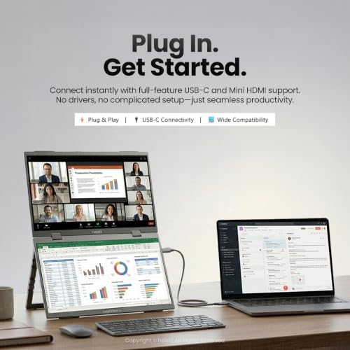 Image of helett️ LogicView Pro Portable 15.6 Inch Dual Monitor Support only with Windows Laptop VIA Type C|Foldable|1920x1080 Full HD IPS A+ Grade Display|300 Nits Brightness, 60Hz Refresh Rate|1Yr Warranty