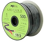MaxBrite - 500 ft. 18AWG Low Voltage LED Cable 2 Conductor Black Sleeve in-Wall Speaker Wire UL/cUL Class 2