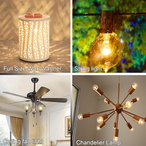 QYKAVM 25 Watt Wax Warmer Bulbs, G50 Light Bulbs for Full Size Scentsy Warmers,120 Volt G16 1/2 Globe E12 Base Clear Scentsy Light Bulbs,Warm White,Dimmable,Long Life-Span,2 Pack