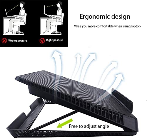 Base refrigeradora para laptop con 6 ventiladores silenciosos, compatible con laptops de 12 a 17 pulgadas, diseño ergonómico ajustable y 2 puertos USB miniatura 4