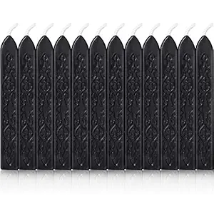 Bememo 12 Pieces Sealing Wax Sticks with Wicks Antique Fire Manuscript Sealing Wax for Wax Seal Stamp (Black)