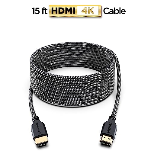 Image of PowerBear 4K HDMI Cable 15 ft [2 Pack] High Speed, Braided Nylon & Gold Connectors, 4K @ 60Hz, Ultra HD, 2K, 1080P, ARC & CL3 Rated | for Laptop, Monitor, PS5, PS4, Xbox One, Fire TV, Apple TV & More