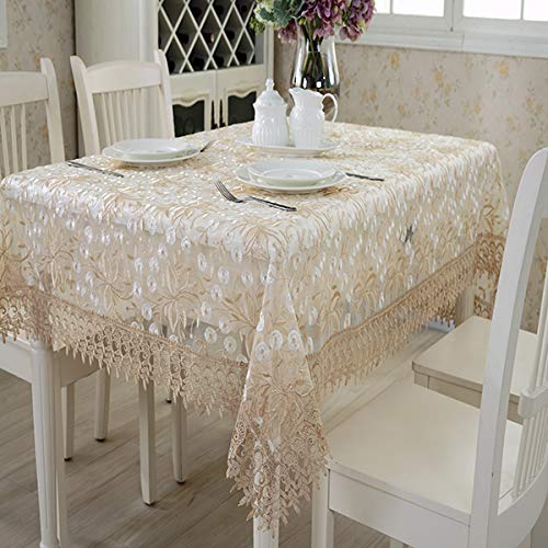 MONKDECORTissue Embroidery 8 Seater Dining Table Cover (Size- 60x108 Inches) Design-4