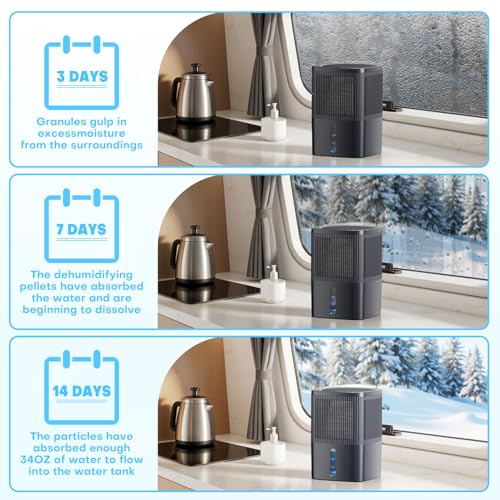 TABYIK Moisture Absorber 1000ml (34OZ) x 2 Pack, Disposable Dehumidifier with Refiil Bags, Portable Dehumidifier for your Bathroom, Closet, RV, Kitchen and Bedroom, 15㎡, No Electricity Required