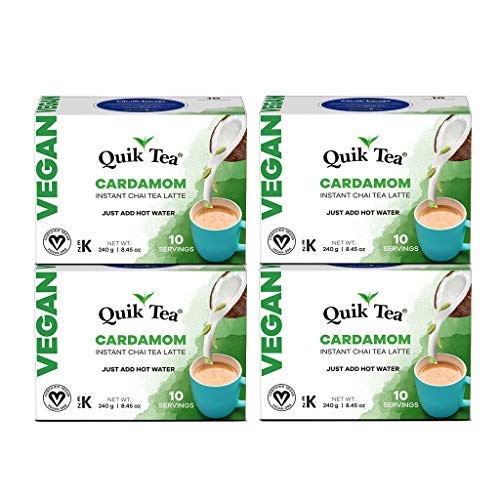 QuikTea Vegan Cardamom Chai Tea Latte - 10 Count (Pack of 4)