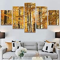 SIGNWIN 5 Panel Canvas Wall Art Modern Art Expressive Forest Multicolor Photography Romantics Scenic for Home Decorations Ready to Hang - 60
